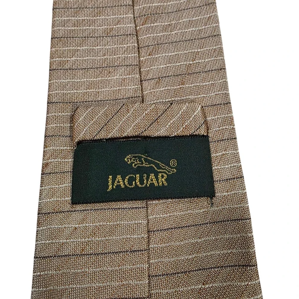 JAGUAR Striped Necktie Brown Gold‎ Tan Silk Blend Men's Formal Fashion
